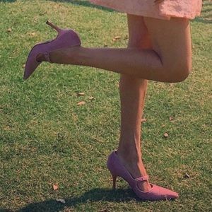 Manolo blahnik pony hair pink pump kitten heel